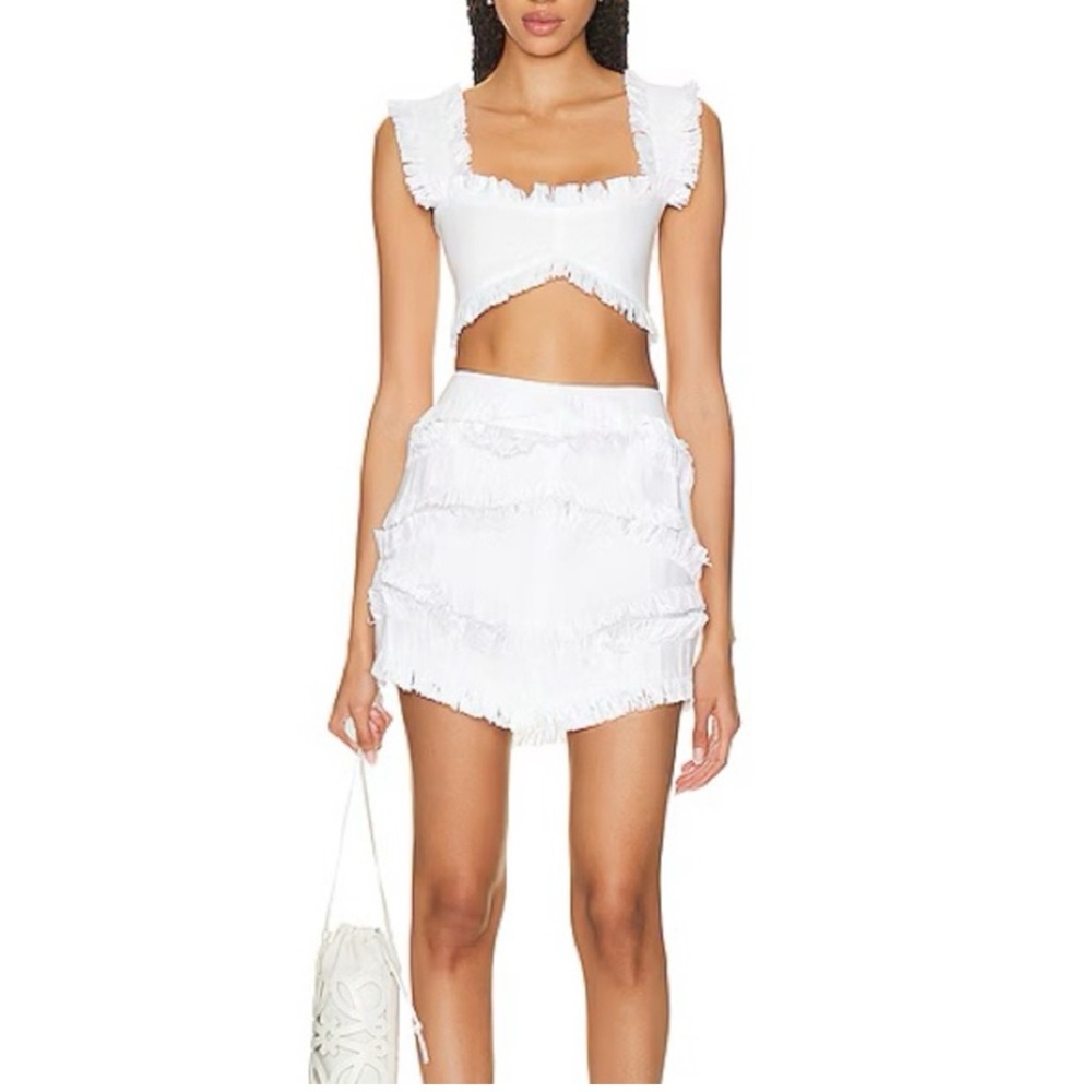 Alexis White Ruffled Two-Piece Set